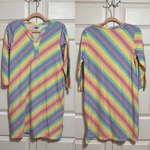 Lands' End Rainbow Stripe Mini Dress